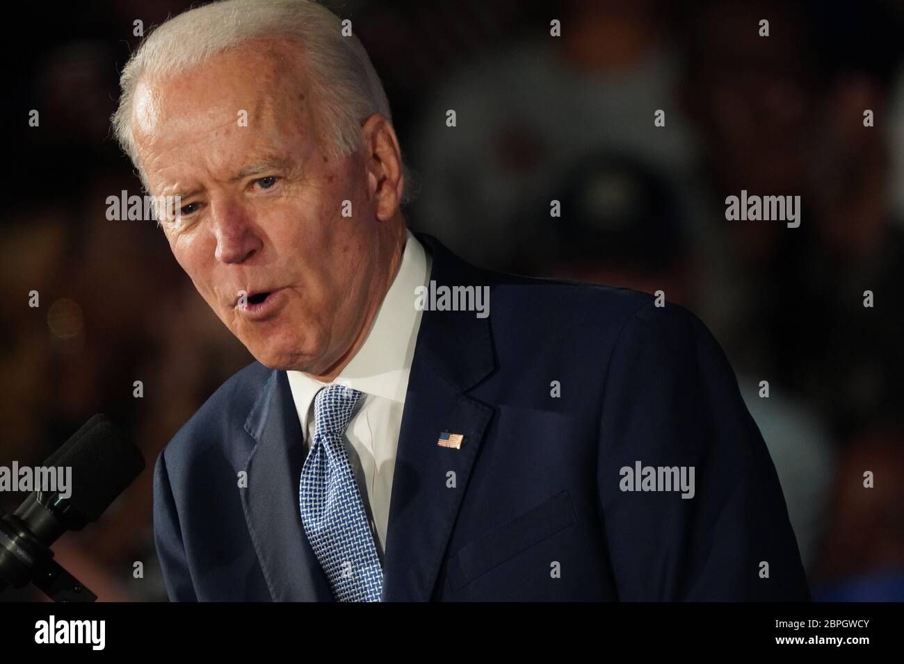 Der demokratische Präsidentschaftskandidat, der ehemalige Vizepräsident Joe Biden, spricht seine Siegespartei an, nachdem er im Februar 29 2020 das South Carolina Primary an der University of South Carolina in Columbia, South Carolina gewonnen hatte. Stockfoto