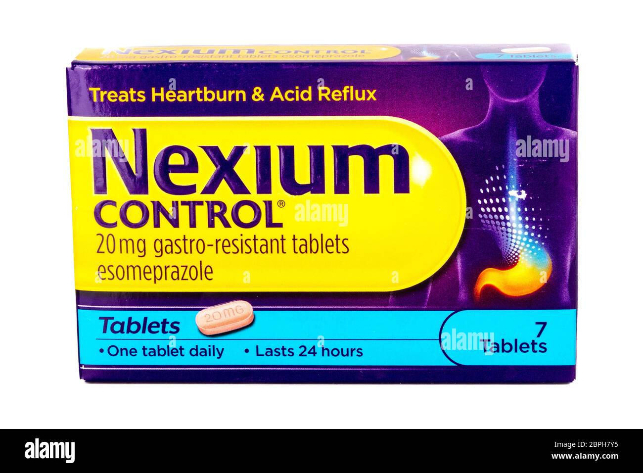 Nexium control, gastrobeständige Tabletten, Sodbrennen Tabletten, Säure  Reflux Tabletten, Gerd Relief Tabletten, Cut-out weißen Hintergrund  isoliert Stockfotografie - Alamy