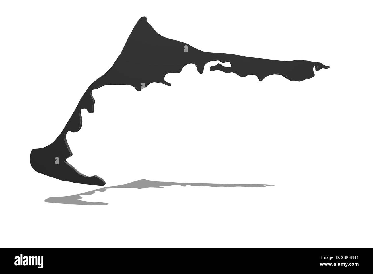 Silhouette der Halbinsel Zingst, Darß und Fischland in 3D mit Schatten Stockfoto Silhouette der Halbinsel Zingst, Darß und Fischland in 3D mit Schatten Stockfoto