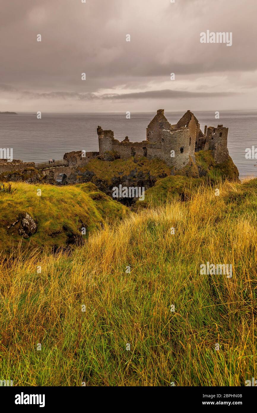 Dunluce Castle in der Nähe von Bushmills und dem Giants Causeway in Nordirland Stockfoto
