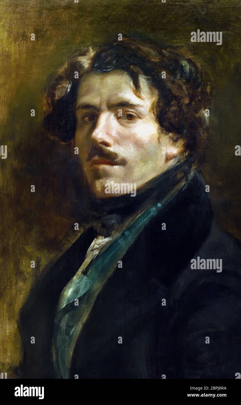 Selbstporträt mit grüner Weste 1837 von Eugène Delacroix 1798 - 1863, Frankreich, Französisch, Stockfoto