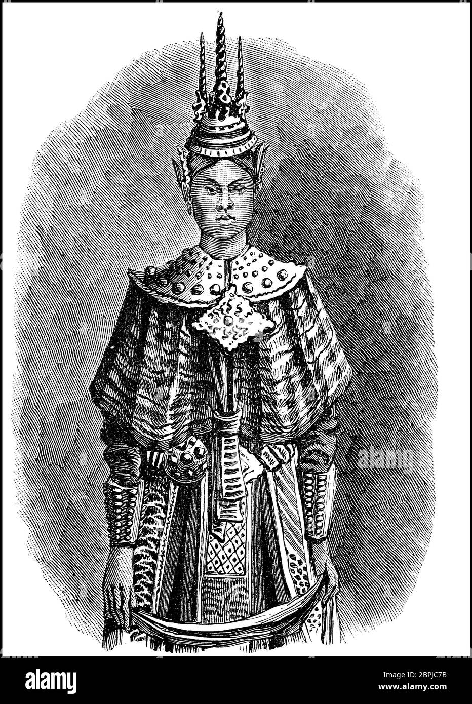 Frau, Schauspielerin aus Siam, Thailand, Frauen im 19. Jahrhundert / Frau, Schauspielerin aus Siam, Frauen im 19. Jahrhundert, historisch, historisch, digital verbesserte Reproduktion eines Originals aus dem 19. Jahrhundert / Digitale Reproduktion einer Originalvorlage aus dem 19. Jahrhundert Stockfoto