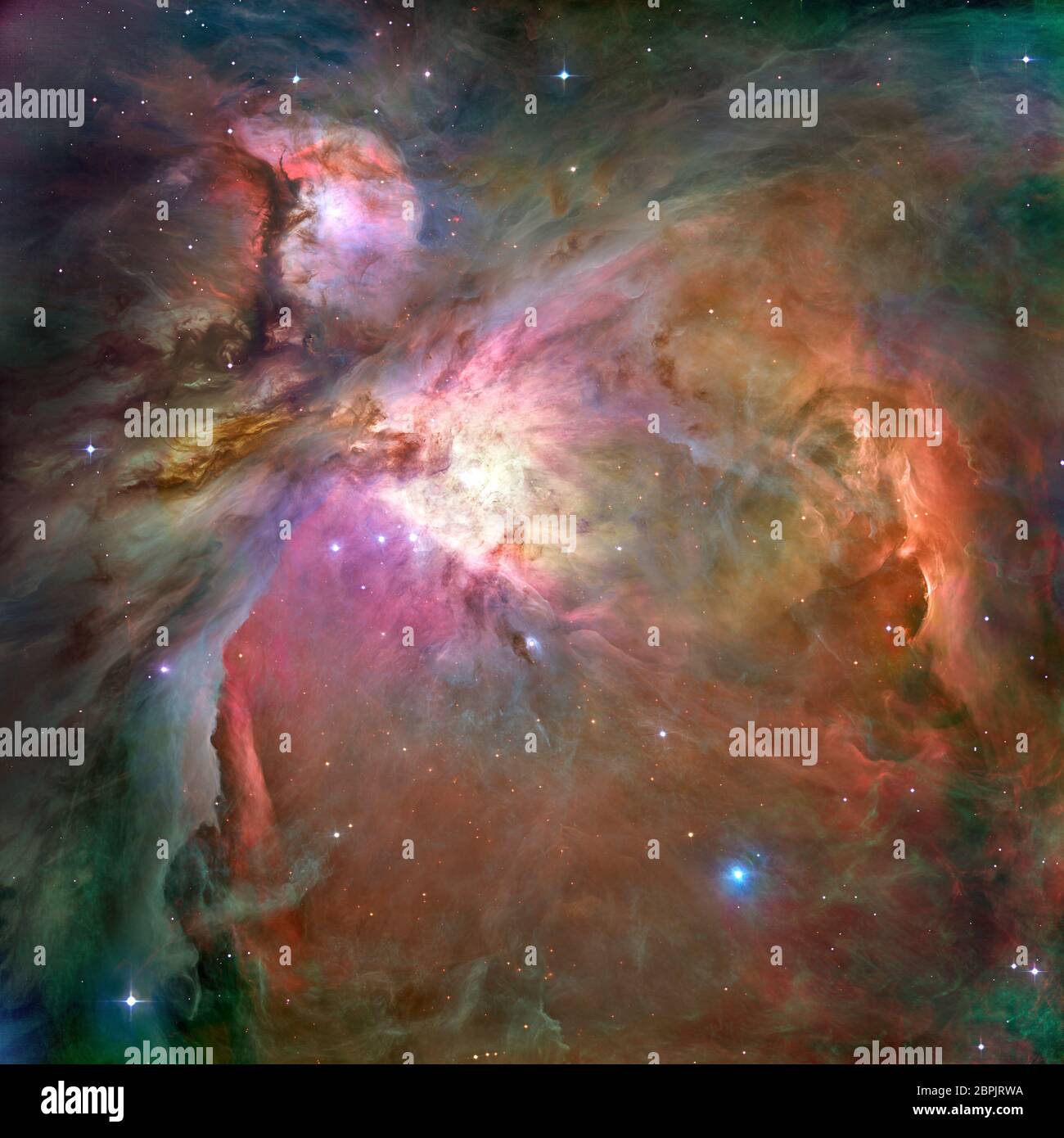 M42 Emissionsnebel im Orion. Kredit: Originalbild von ESA / Hubble, monochrome PASST Dateien Verarbeitung & Färbung von Malcolm Park Stockfoto