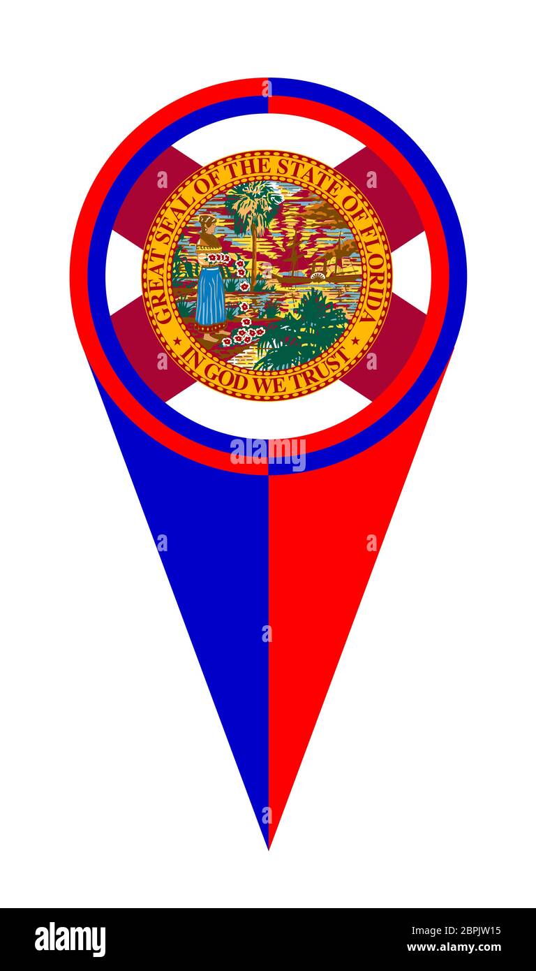 Rot, Weiß und Blau FLORIDA Kartenzeiger pin Symbol Lage Flagge Marker Stockfoto