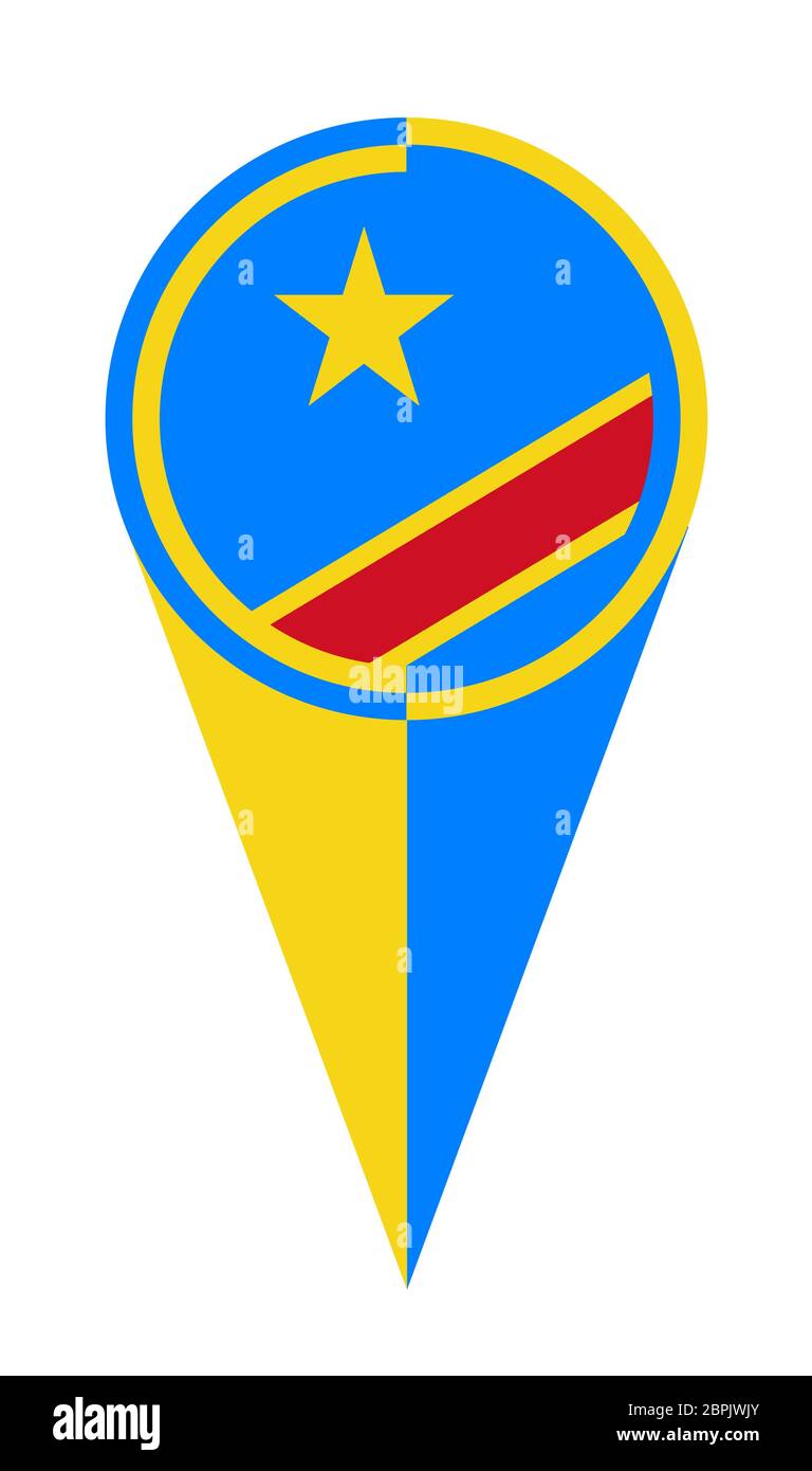 Demokratische Republik Kongo Kartenzeiger pin Symbol Lage Flagge Marker Stockfoto