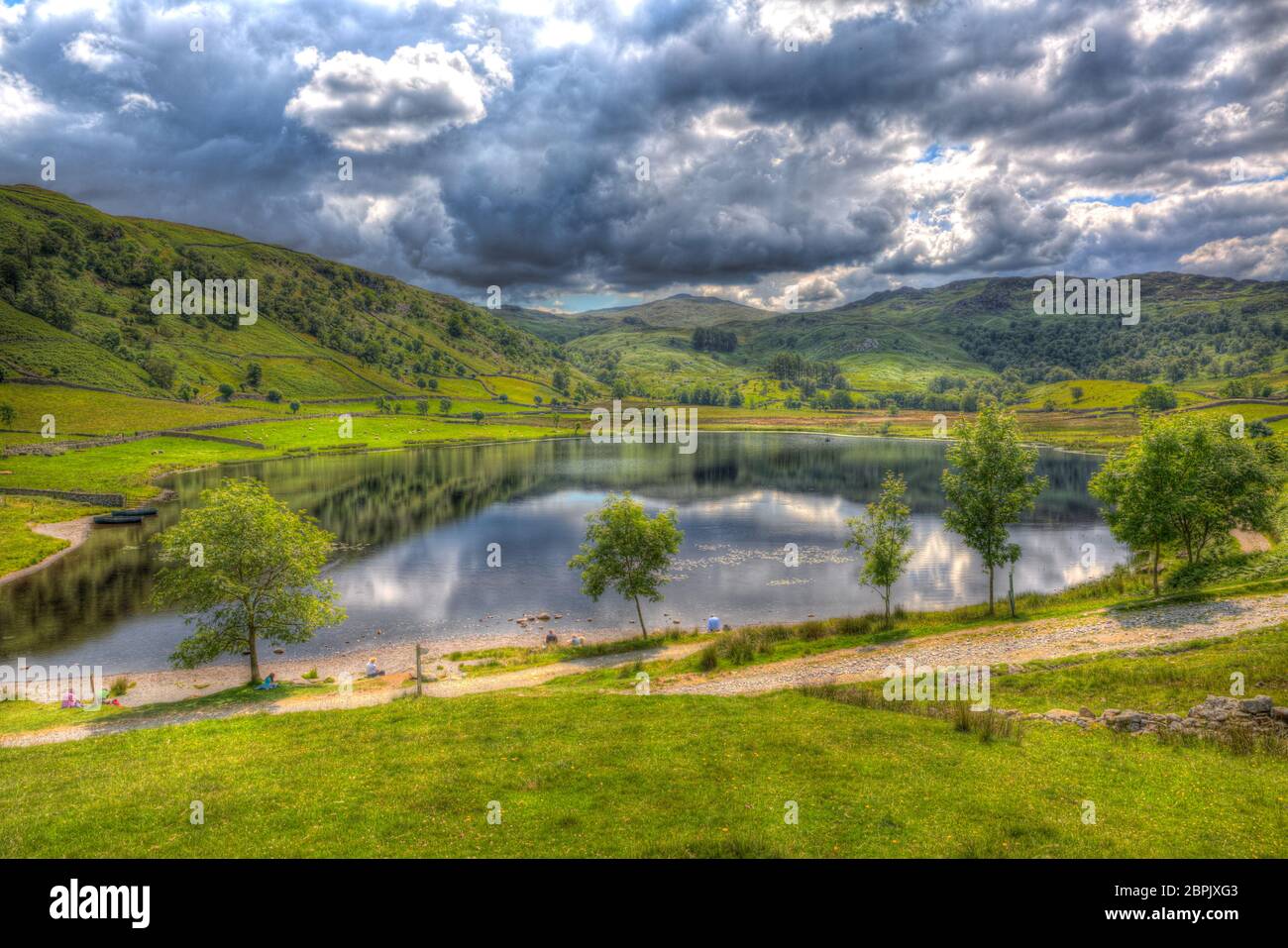 Watendlath Tarn Lake District Cumbria England zwischen den Borrowdale und Thirlmere Tälern in der Nähe von Derwent Water hdr Stockfoto
