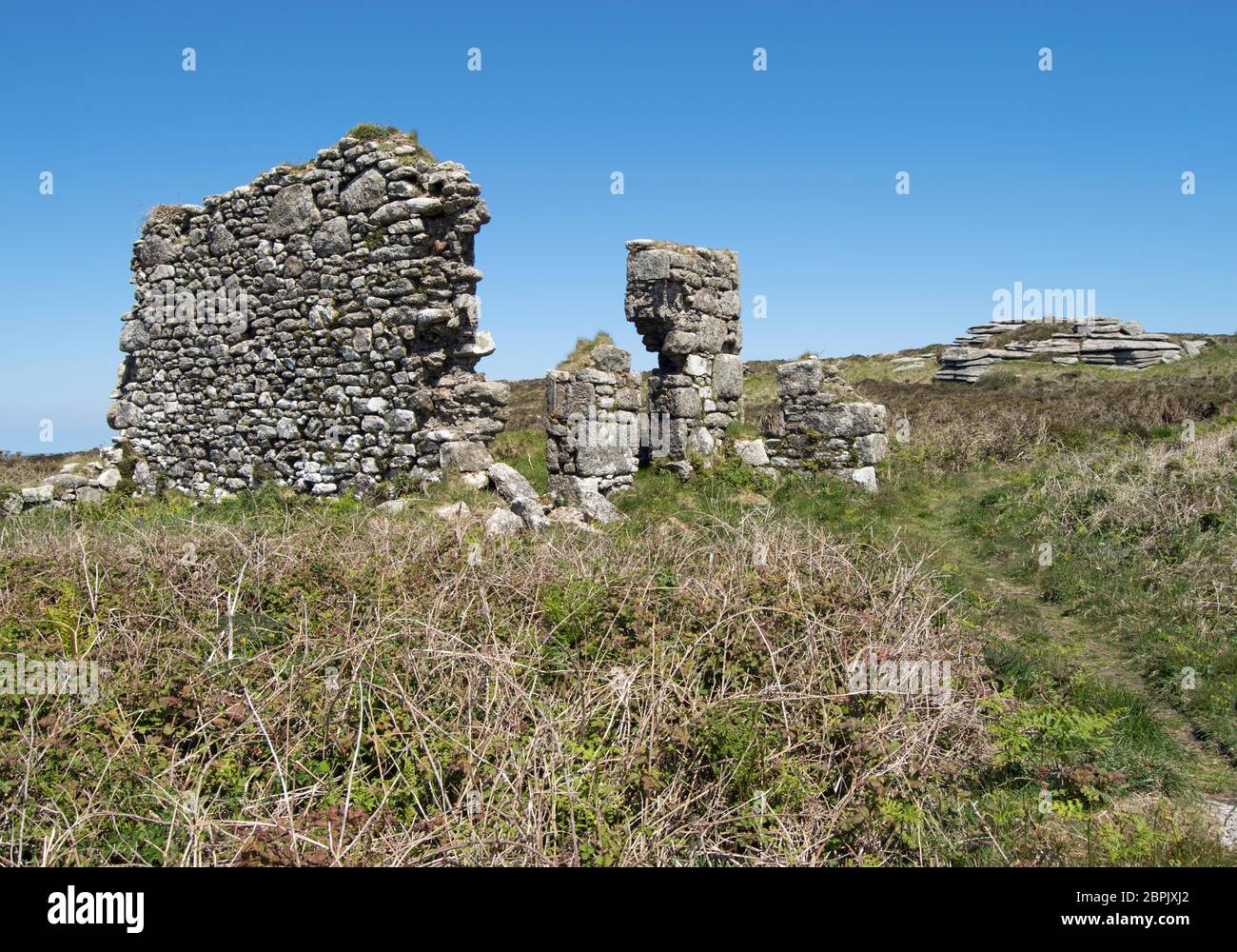 The Wheal Sperris Count House, Abandoned Tin Mining Building, Zennor, Cornwall, Großbritannien Stockfoto