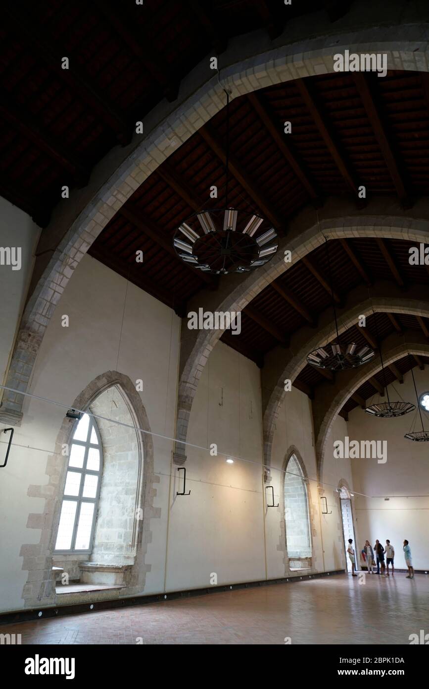 Der große Saal des Palastes der Könige von Mallorca. Perpignan. Pyrenäen-Orientales. Occitanie.Frankreich Stockfoto