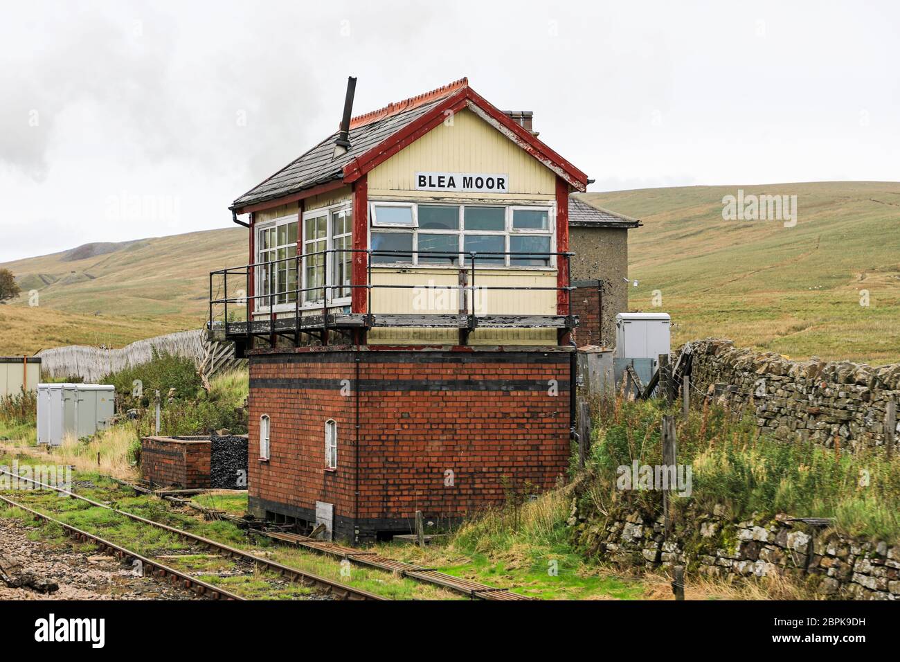 Blea Moor Signalbox auf der Linie nach Carlisle North Yorkshire, England, Großbritannien Stockfoto