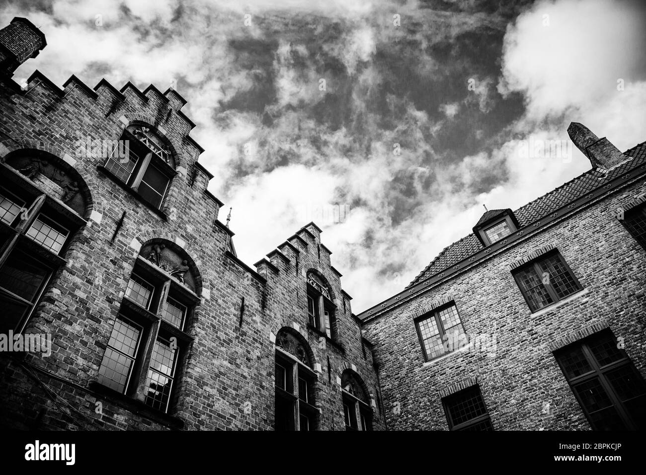 Typisches Haus von Brügge, Detail der mittelalterlichen Häuser, Tourismus in Belgien, Europa Stockfoto