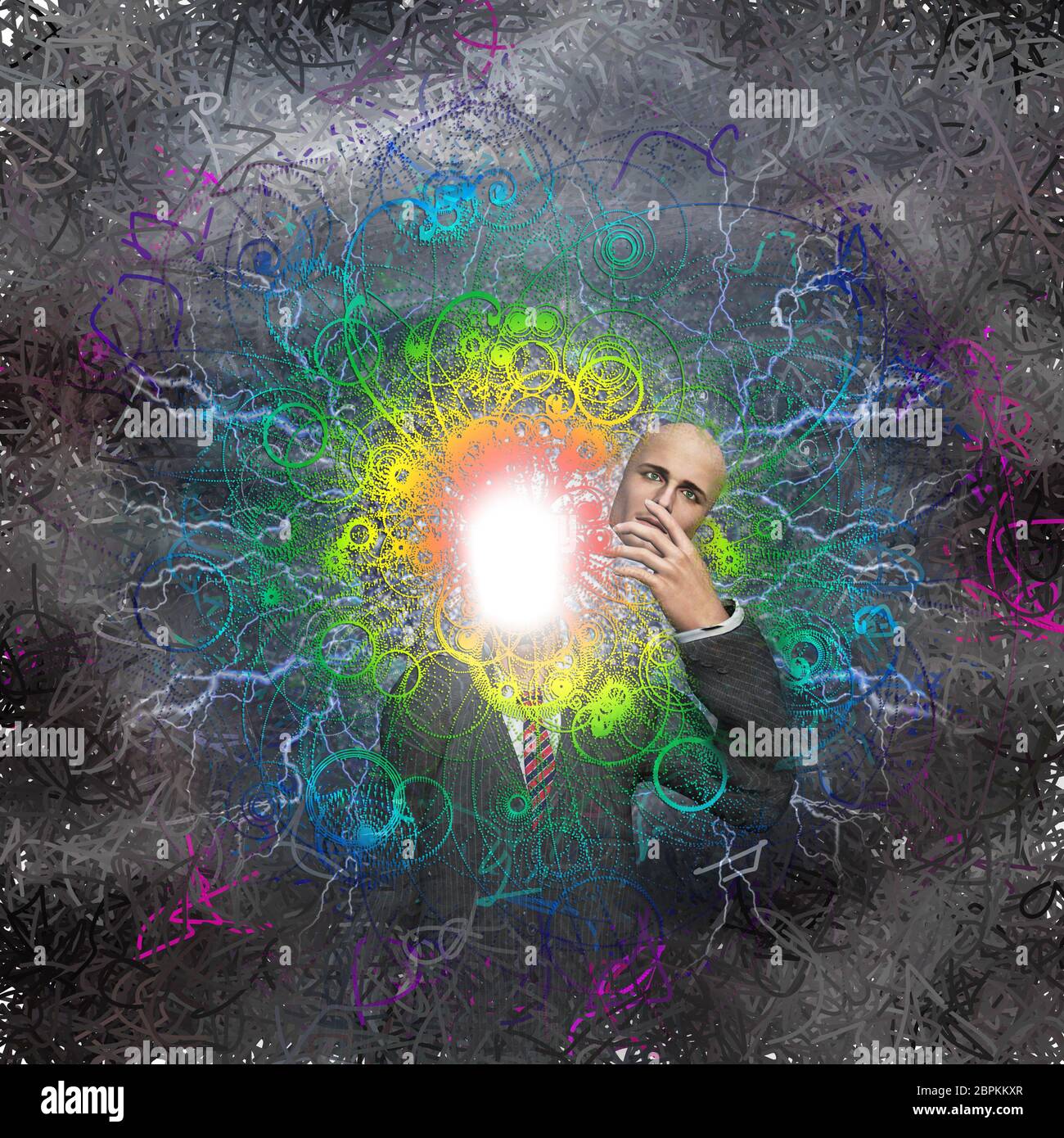 Surreale digitale Kunst. Powerful sein enthüllt wahres selbst. Stockfoto