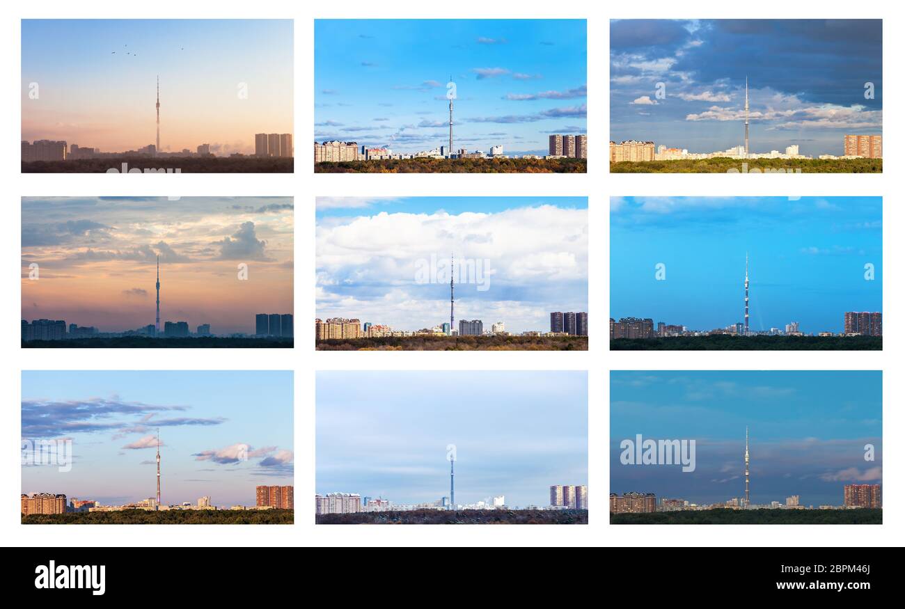 Collage von der Skyline in verschiedenen Jahreszeiten Stockfoto