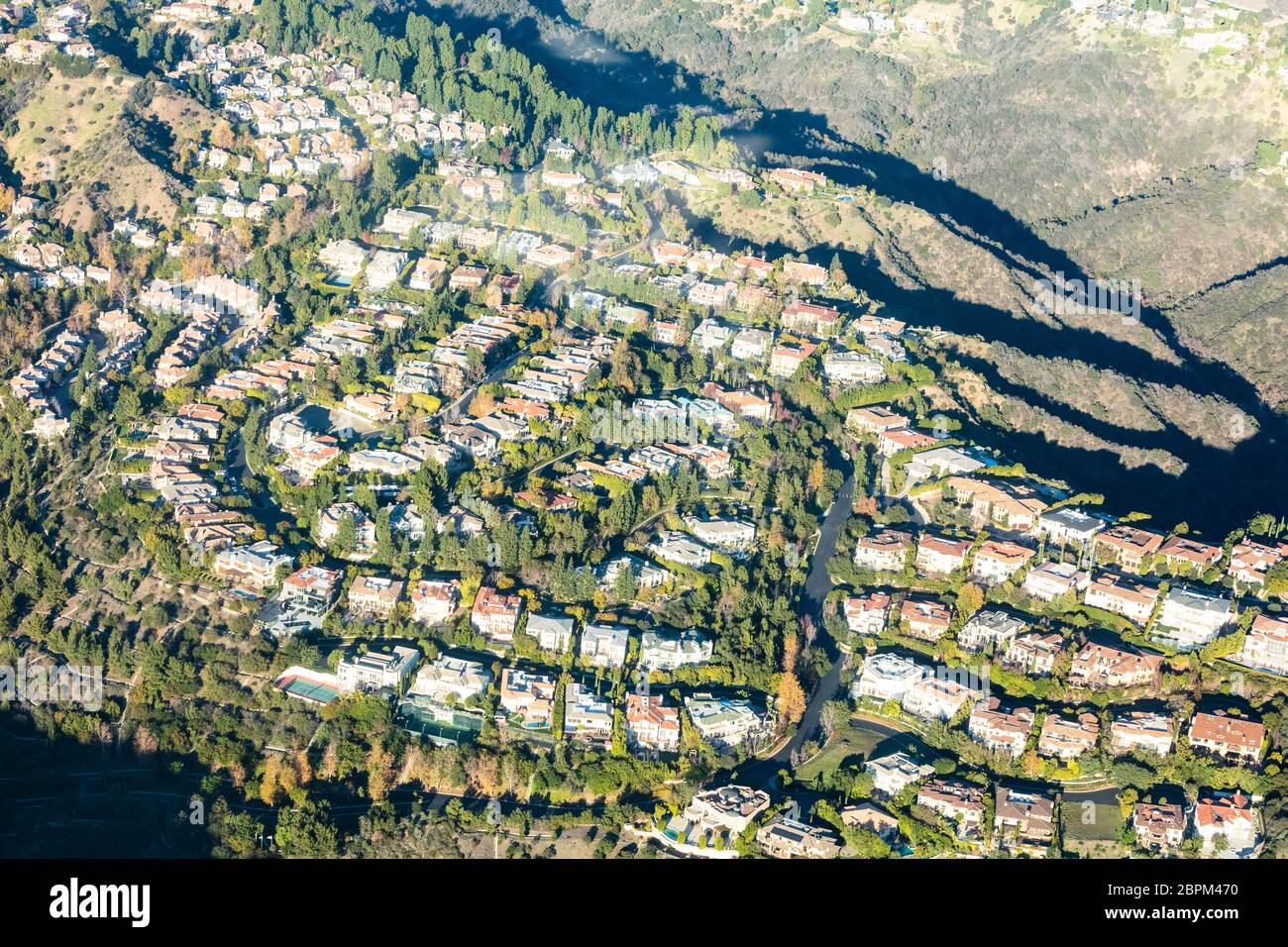 Luftaufnahme von luxuriösen Villen in Los Angeles Vorstädte Stockfoto