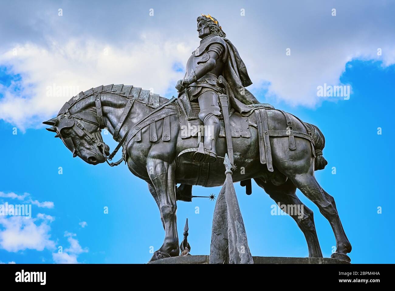 König Matthias Corvin Statue in Cluj-Napoca, Rumänien Stockfoto