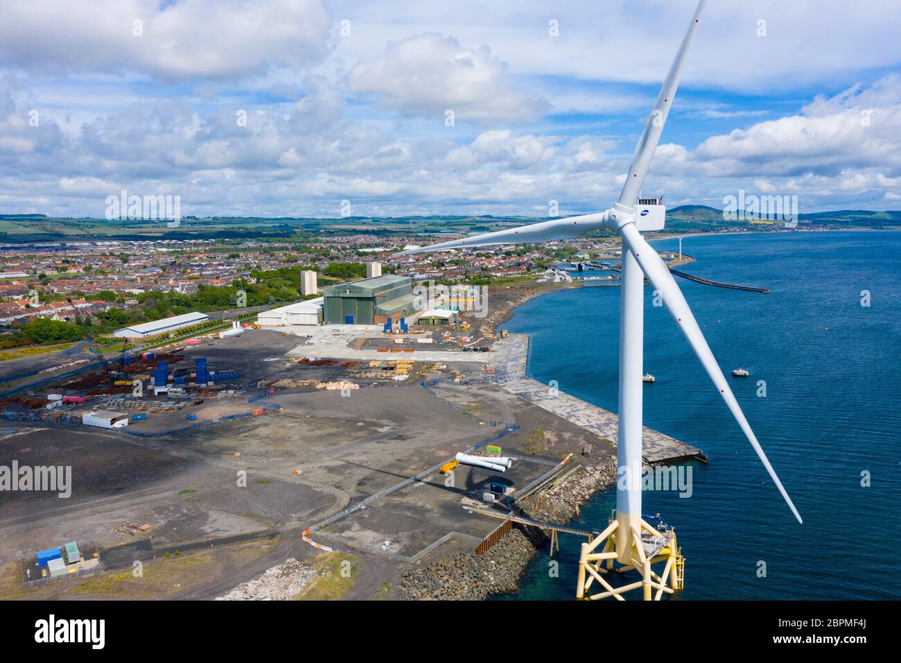 Luftaufnahme des Werften von Burntisland Fabrications Ltd (BiFab) in Methil in Fife, Schottland, Großbritannien Stockfoto