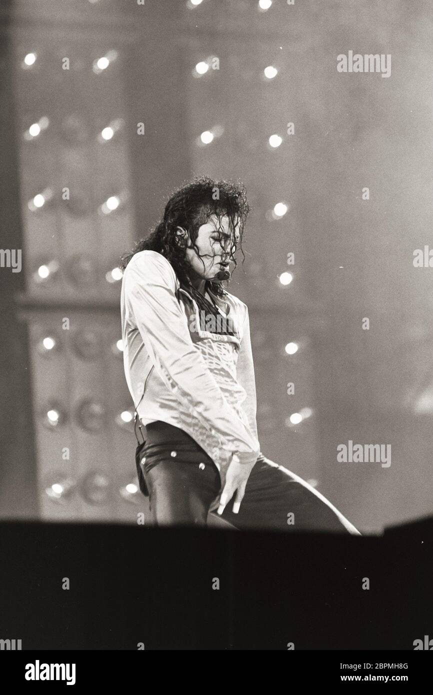 Michael Jackson Konzert-11.07.92 - der US-amerikanische Sänger Michael Jackson während eines Konzerts am 11.07.1992. Stockfoto