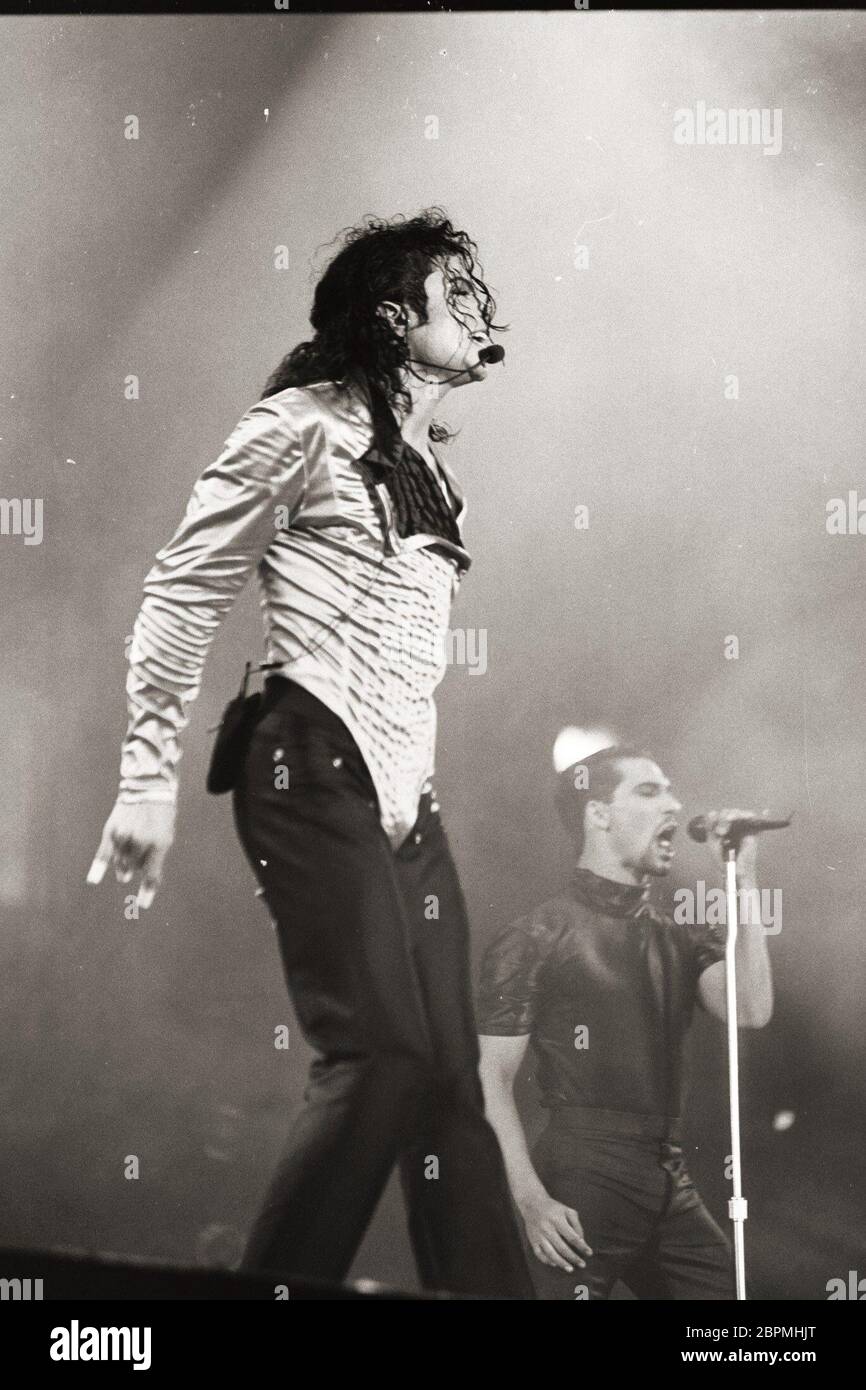 Michael Jackson Konzert-11.07.92 - der US-amerikanische Sänger Michael Jackson während eines Konzerts am 11.07.1992. Stockfoto