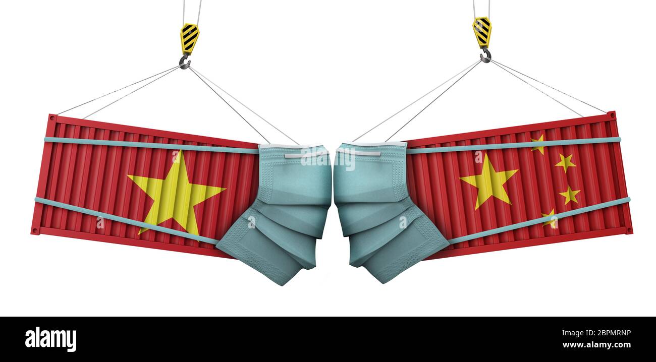Vietnam und china Coronavirus Business Trade Krieg Konzept. 3D-Rendering Stockfoto