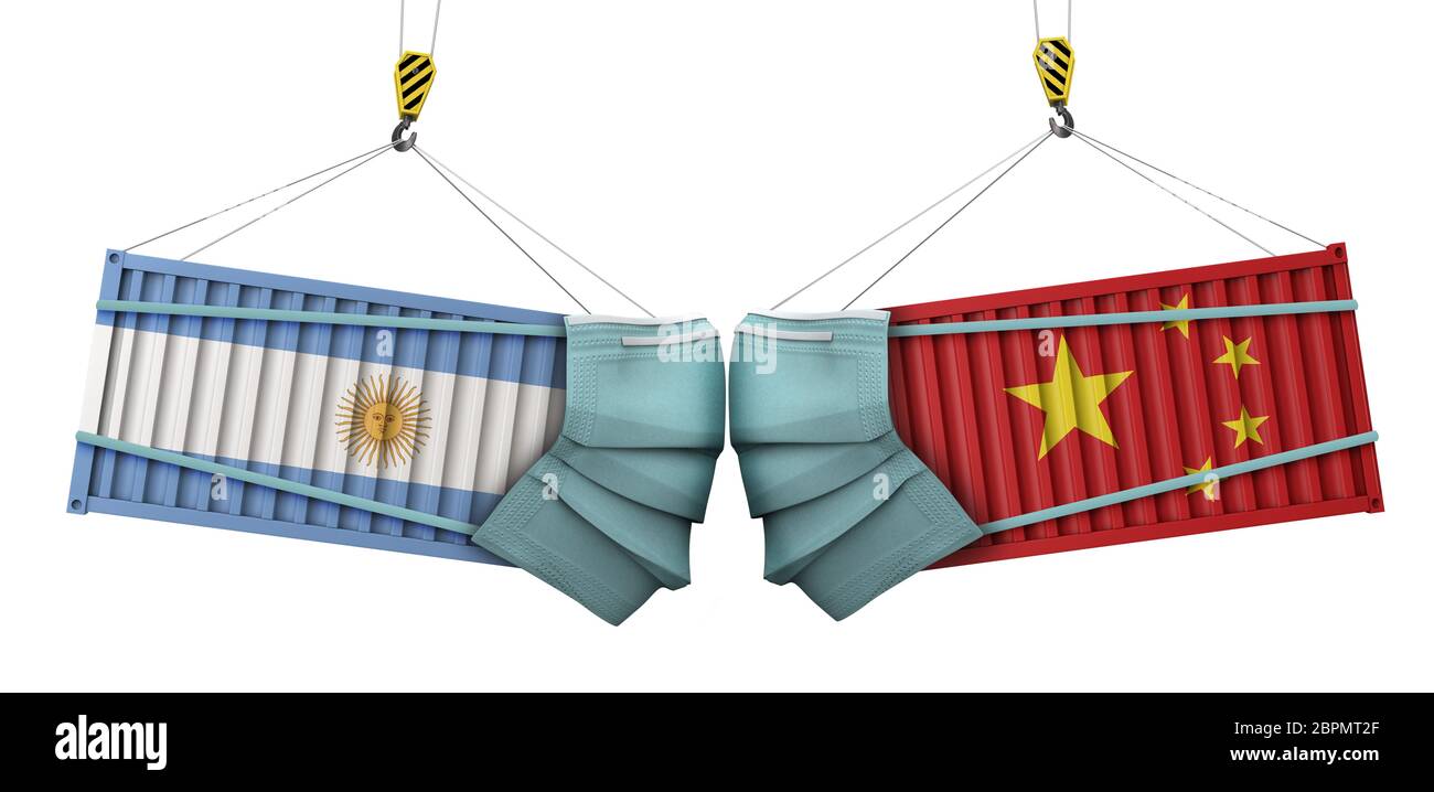 Argentinien und china Coronavirus Business Trade Krieg Konzept. 3D-Rendering Stockfoto
