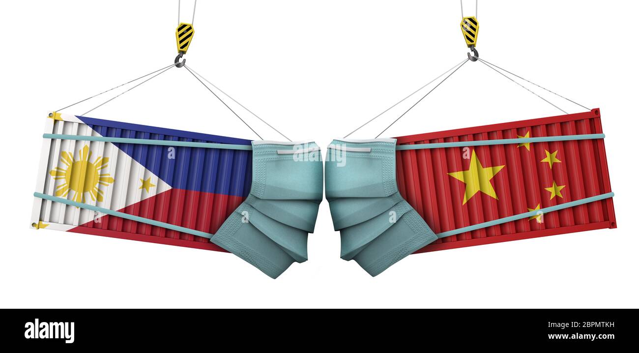 Philippinen und china Coronavirus Business Trade Krieg Konzept. 3D-Rendering Stockfoto