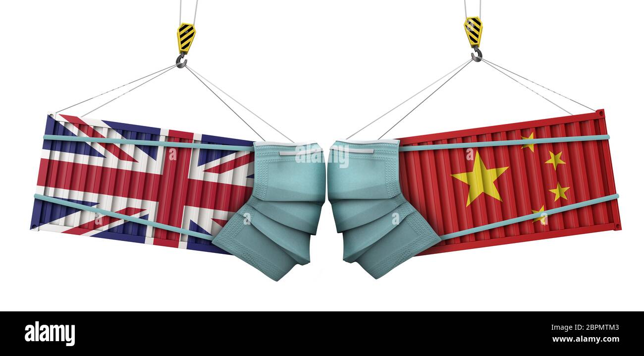 Großbritannien und china Coronavirus Business Trade war Konzept. 3D-Rendering Stockfoto