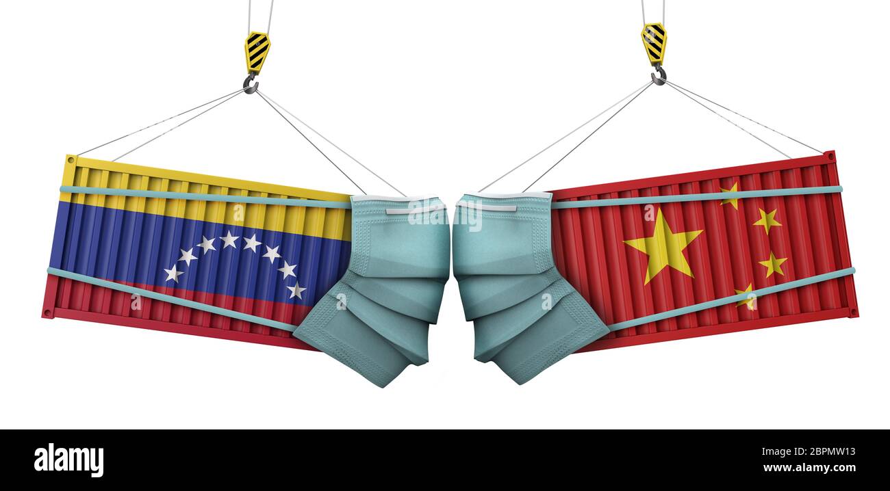 Venezuela und china Coronavirus Business Trade Krieg Konzept. 3D-Rendering Stockfoto