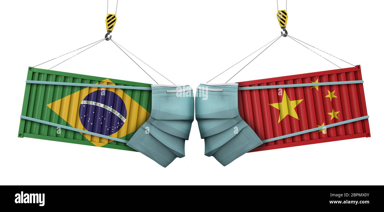Brasilien und china Coronavirus Business Trade Krieg Konzept. 3D-Rendering Stockfoto
