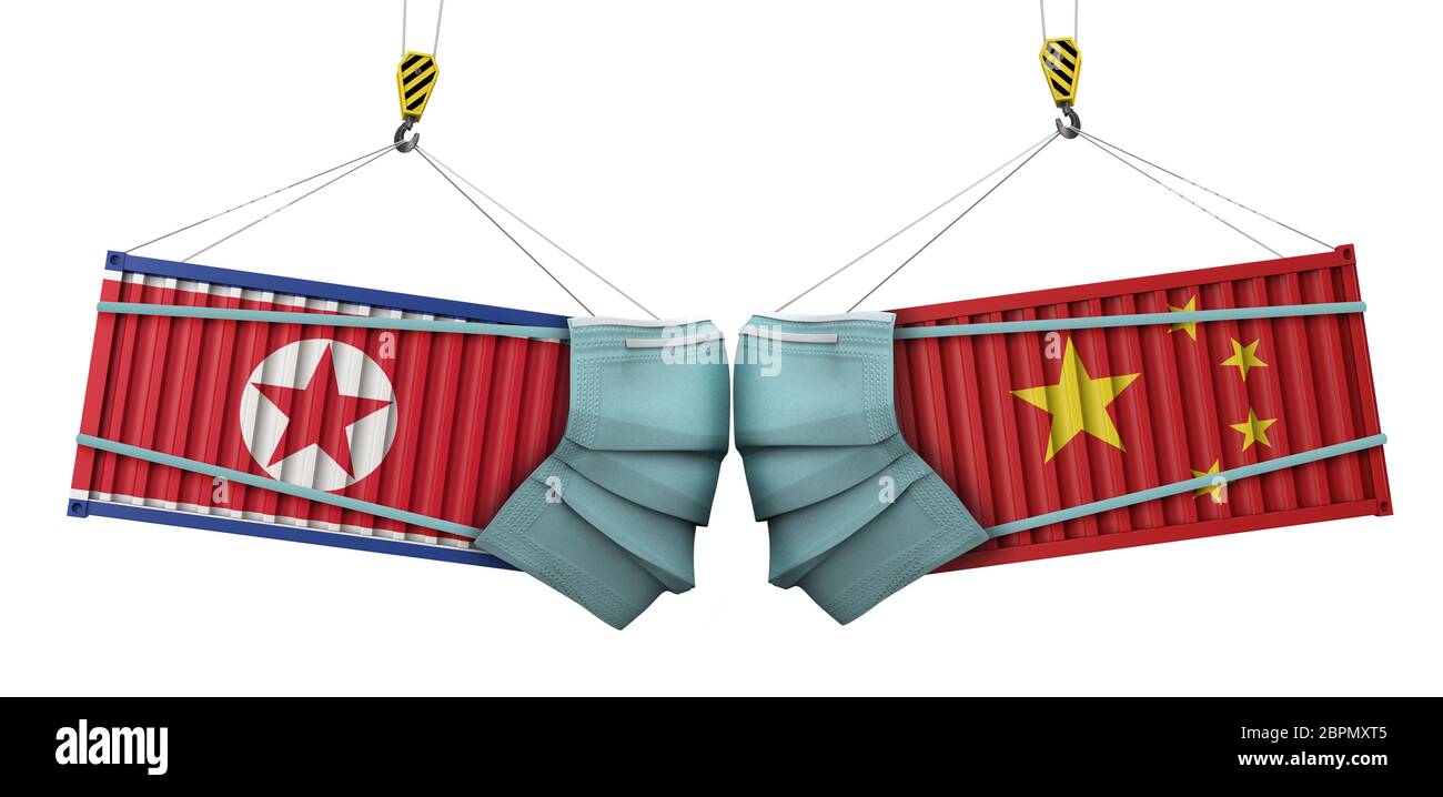 Nordkorea und china Coronavirus Business Trade war Konzept. 3D-Rendering Stockfoto
