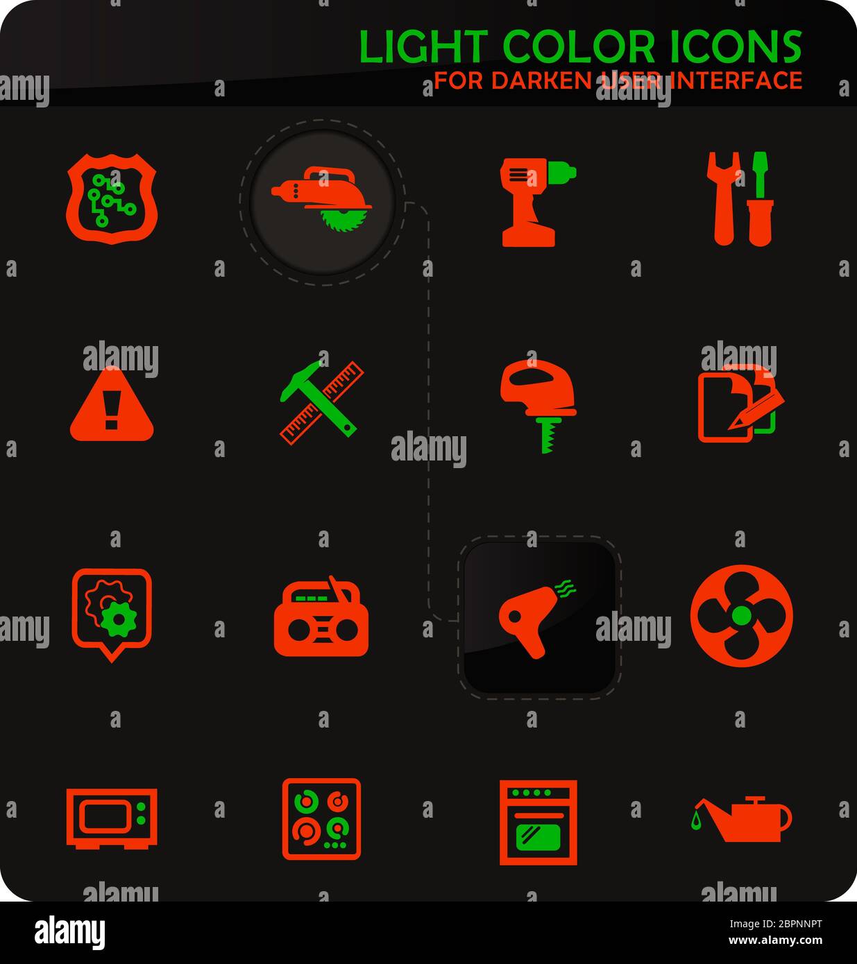 Elektronik Reparatur Easy color Vector Icons auf dunkler Hintergrund für User Interface Design Stockfoto