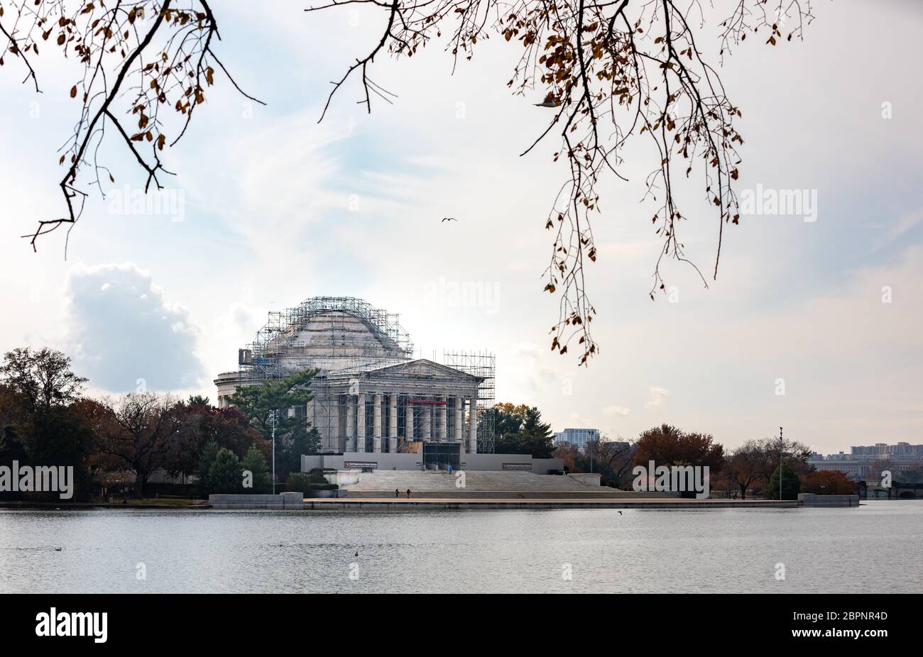 Jefferson Memorial mit Gerüst Stockfoto
