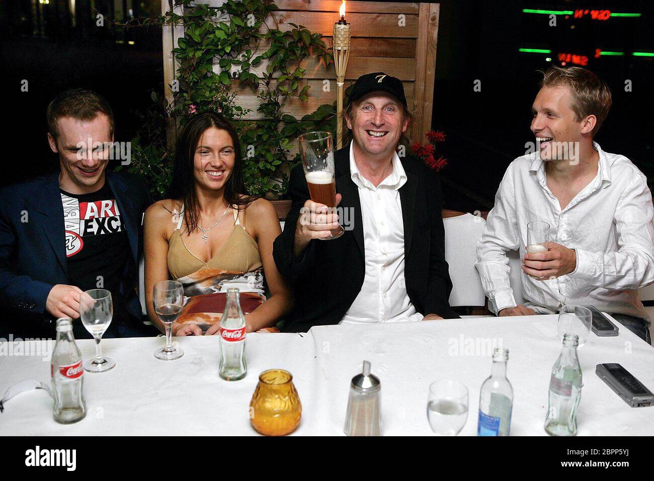 'Siegfried' - Weltausstellung in Köln - After-Show Party - 'Kino Open Air' im MediaPark mit Ralf Schmitz, Otto Waalkes und Oliver Pocher (von links). Stockfoto