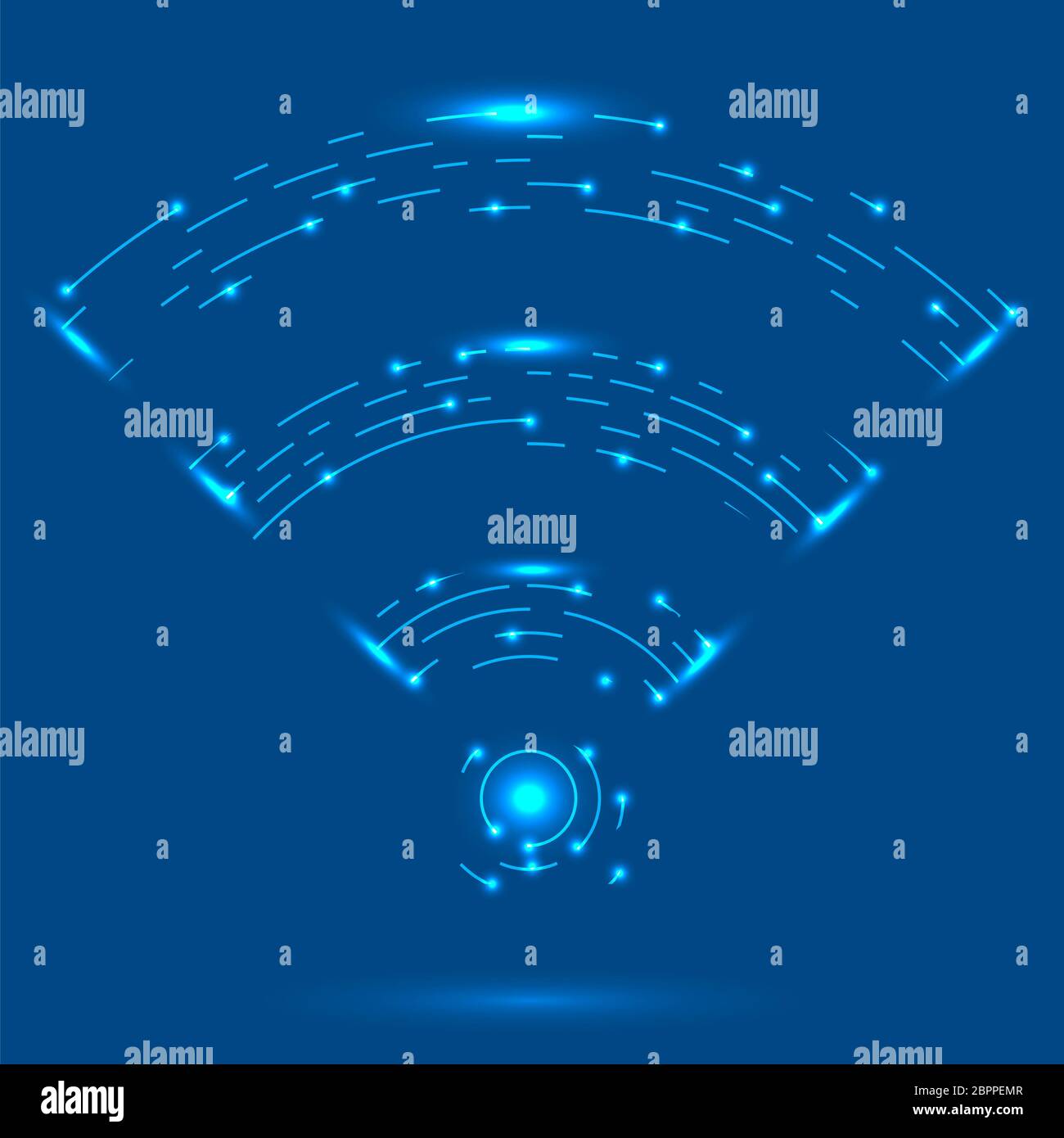 GPRS-Logo. Symbol Für Radiowelle. Symbol für das Wireless-Netzwerk auf blauem Hintergrund isoliert. Mobile Konzeptemblem Stockfoto
