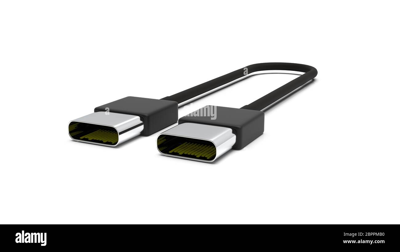 Die 3D-Wiedergabe von USB 4 Kabel auf weißem Hintergrund Stockfoto