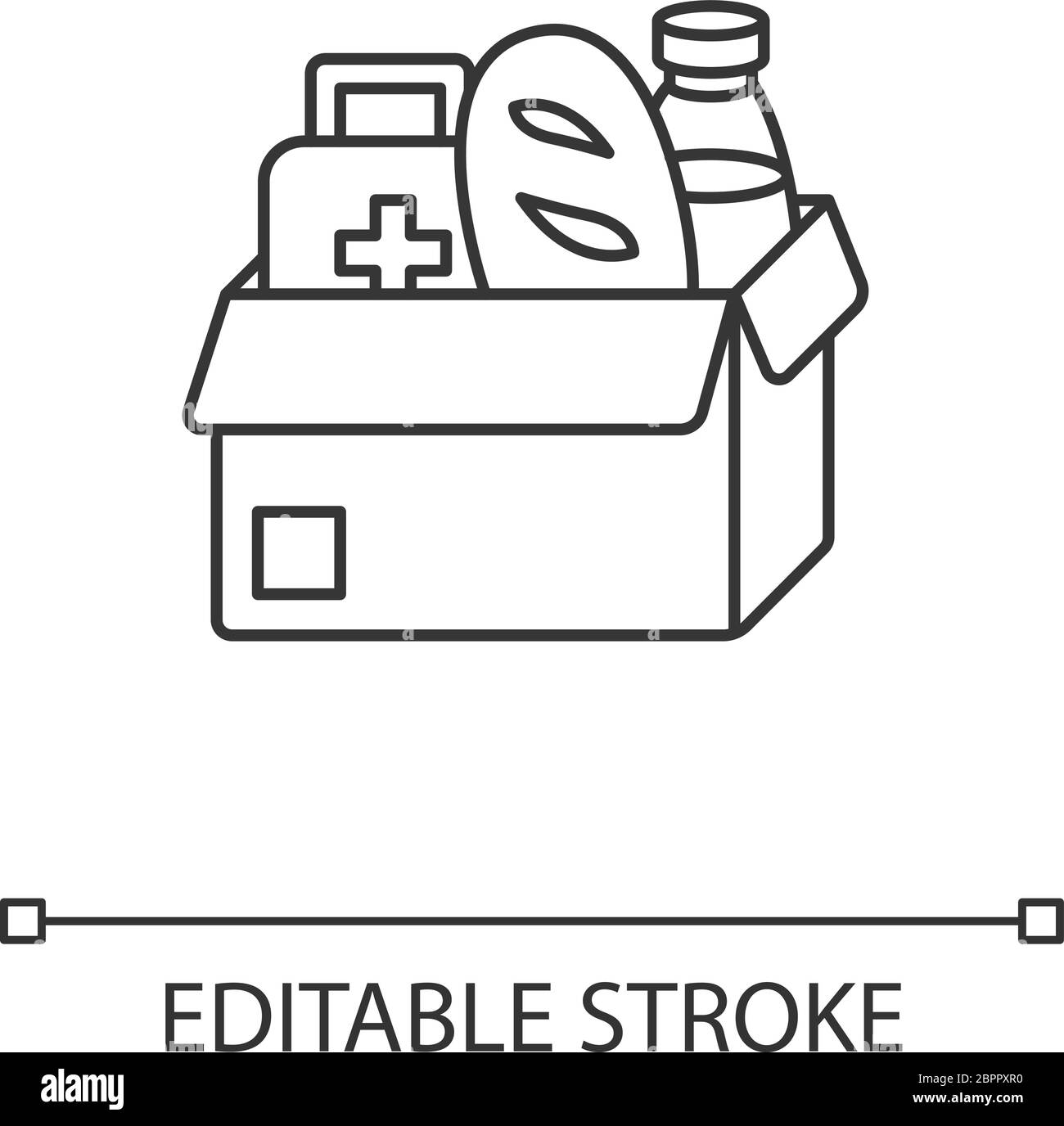 Pixel Perfect linear Icon für humanitäre Hilfe Stock Vektor