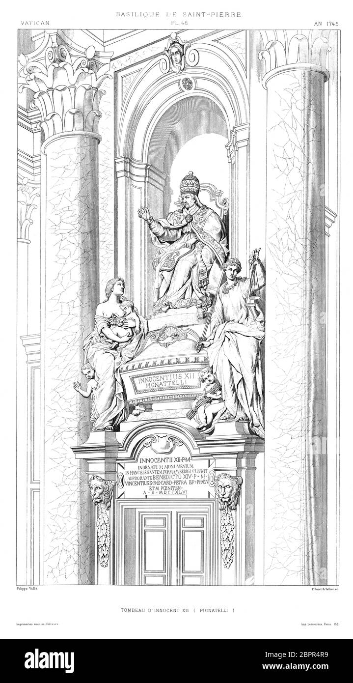 Rom, der Vatikan: Petersdom. Grab von Innozenz XII ( Antonio Pignatelli) 1745, aus dem Vatikan 1882. Stockfoto
