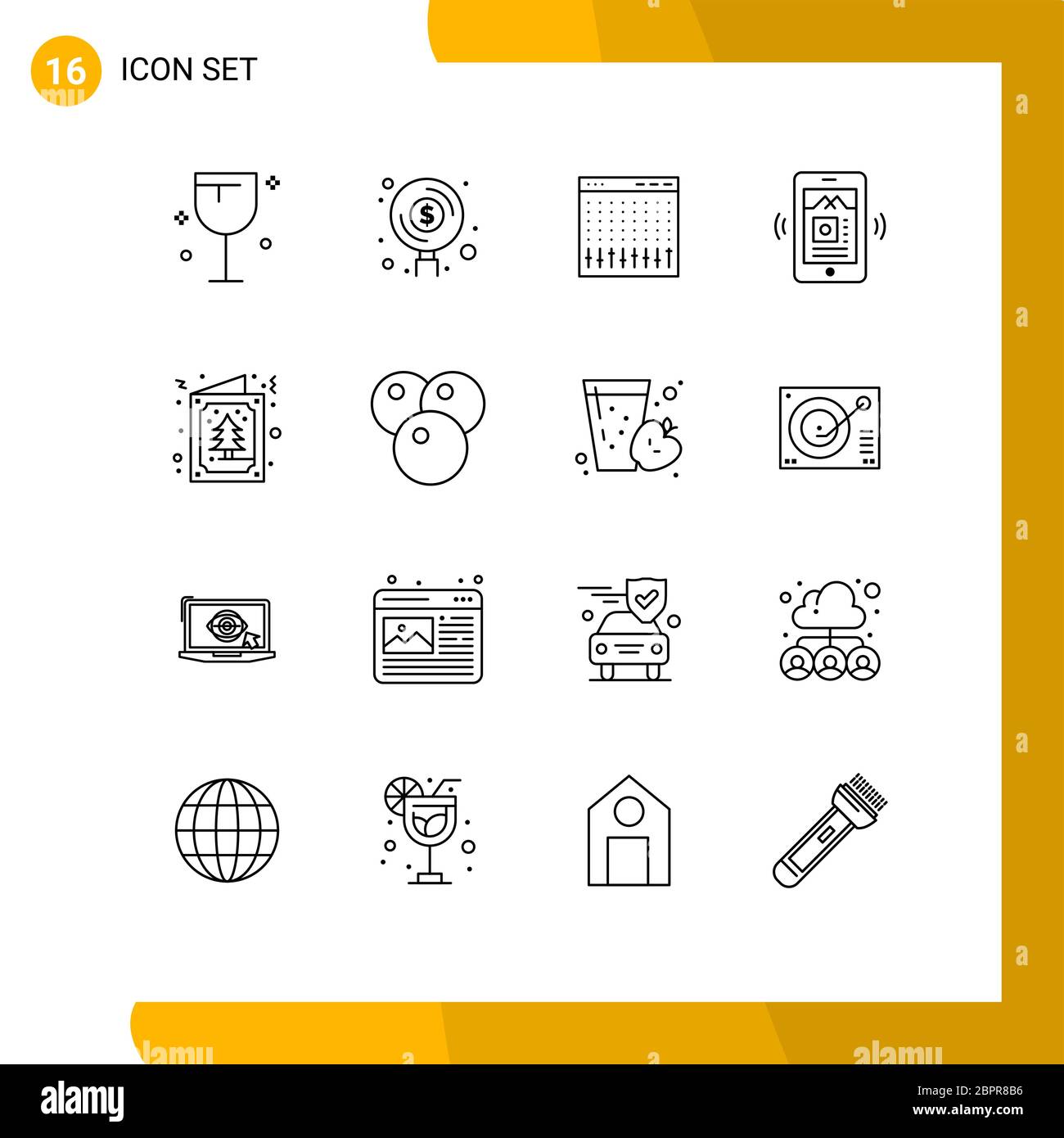 16 Kreative Symbole Moderne Zeichen und Symbole von Baum, App, Geld, Handy, Hardware editierbar Vektor Design-Elemente Stock Vektor