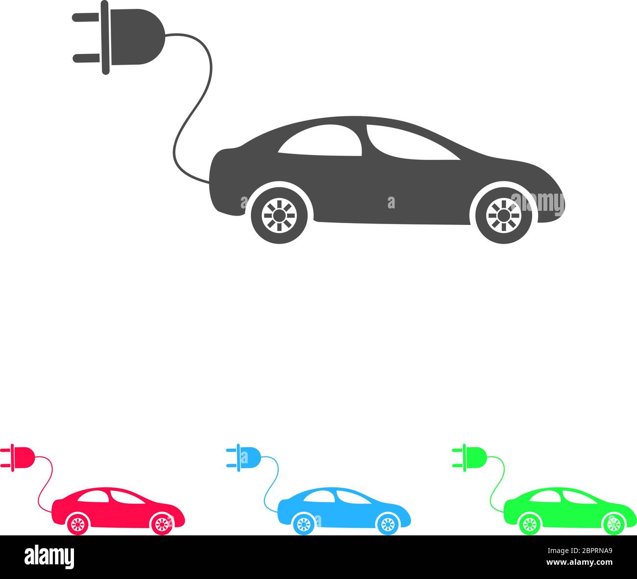 Elektroauto-Symbol flach. Farbpiktogramm auf weißem Hintergrund. Vektor-Illustration Symbol und Bonus-Symbole Stock Vektor