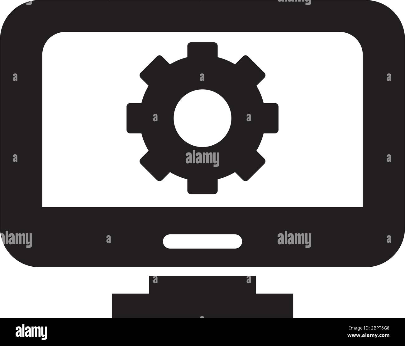Desktop mit Getriebe Silhouette Stil Symbol Stock Vektor