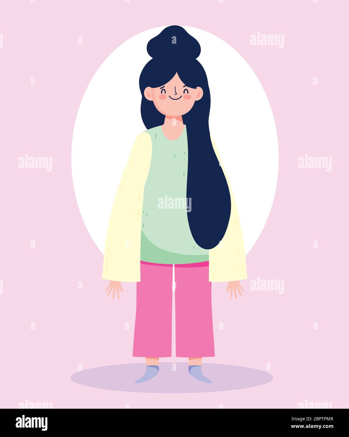 Avatar Frau Cartoon Mit Schwarzen Haaren Design Madchen Weibliche Person Menschen Menschen Und Social Media Thema Vektor Illustration Stock Vektorgrafik Alamy