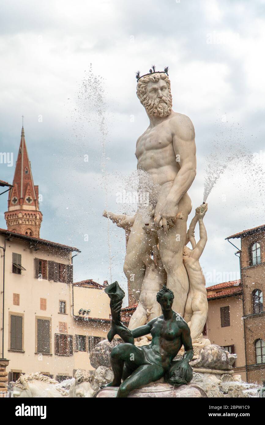 Statue von Nettuno. Piazza della Signoria, Florenz Stockfoto