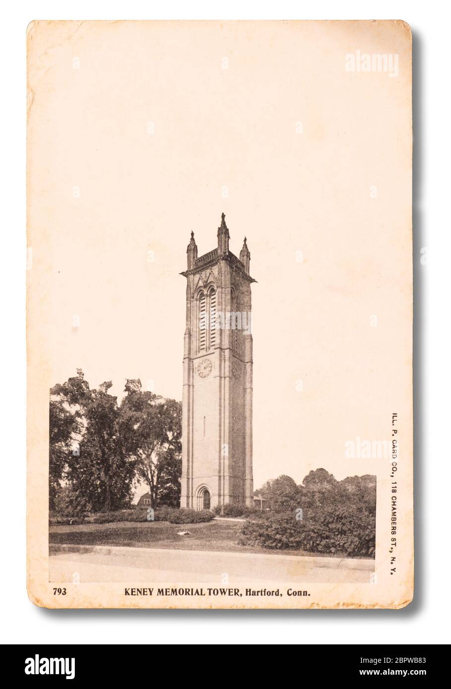 Vintage Postkarte Keney Memorial Tower, Hartford, Connecticut. Stockfoto
