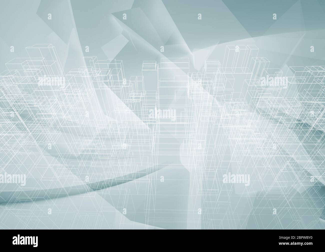Digitaler Grafikhintergrund mit Drahtstruktur, über polygonalem Hintergrund, 3d-Rendering-Illustration Stockfoto