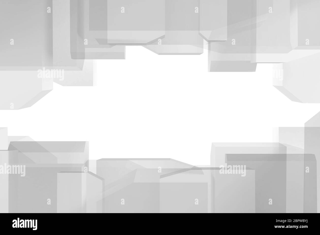 Abstrakt weißen digitalen Grafik-Hintergrund, leeren Rahmen von Spalten mit Kopierraum-Bereich in der Mitte, 3d-Rendering-Illustration Stockfoto