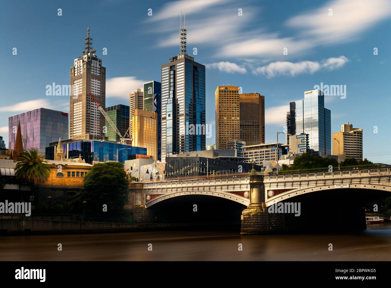 Berühmte Skyline von Melbourne. Stockfoto