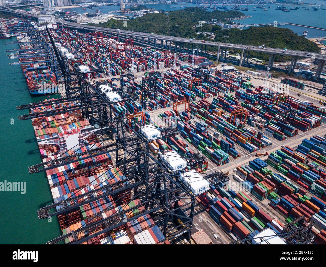 Kwai Tsing, Hongkong, 02. Mai 2018:- Terminal Container Hafen in Hongkong Stockfoto