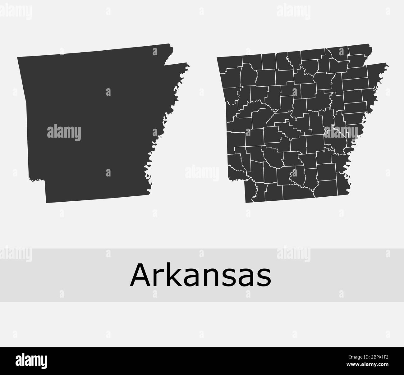 Arkansas Karten Vektor skizzieren Grafschaften, Townships, Regionen, Gemeinden, Departements, Grenzen Stock Vektor