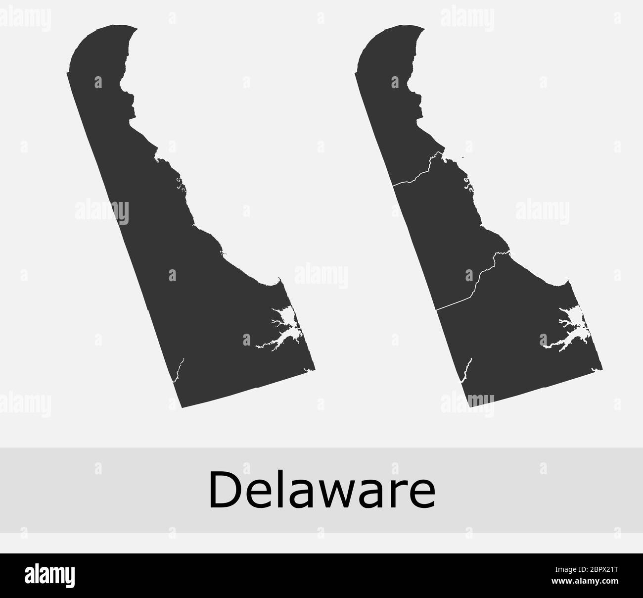 Delaware Karten Vektor skizzieren Grafschaften, Townships, Regionen, Gemeinden, Departements, Grenzen Stock Vektor