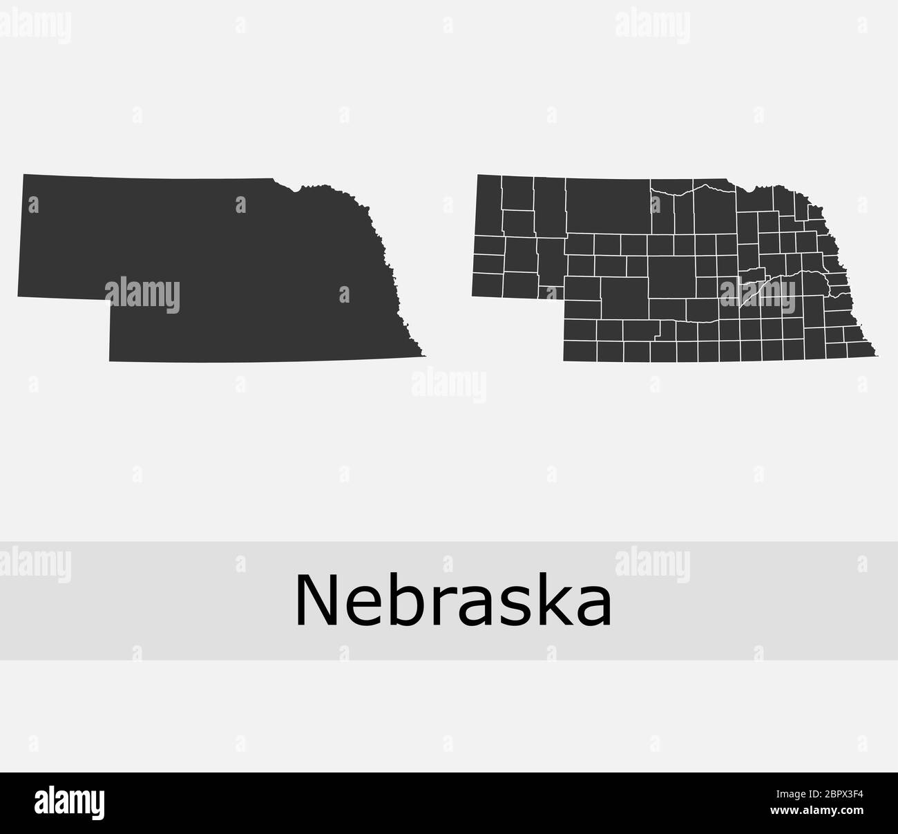 Nebraska Karten Vektor skizzieren Grafschaften, Townships, Regionen, Gemeinden, Departements, Grenzen Stock Vektor