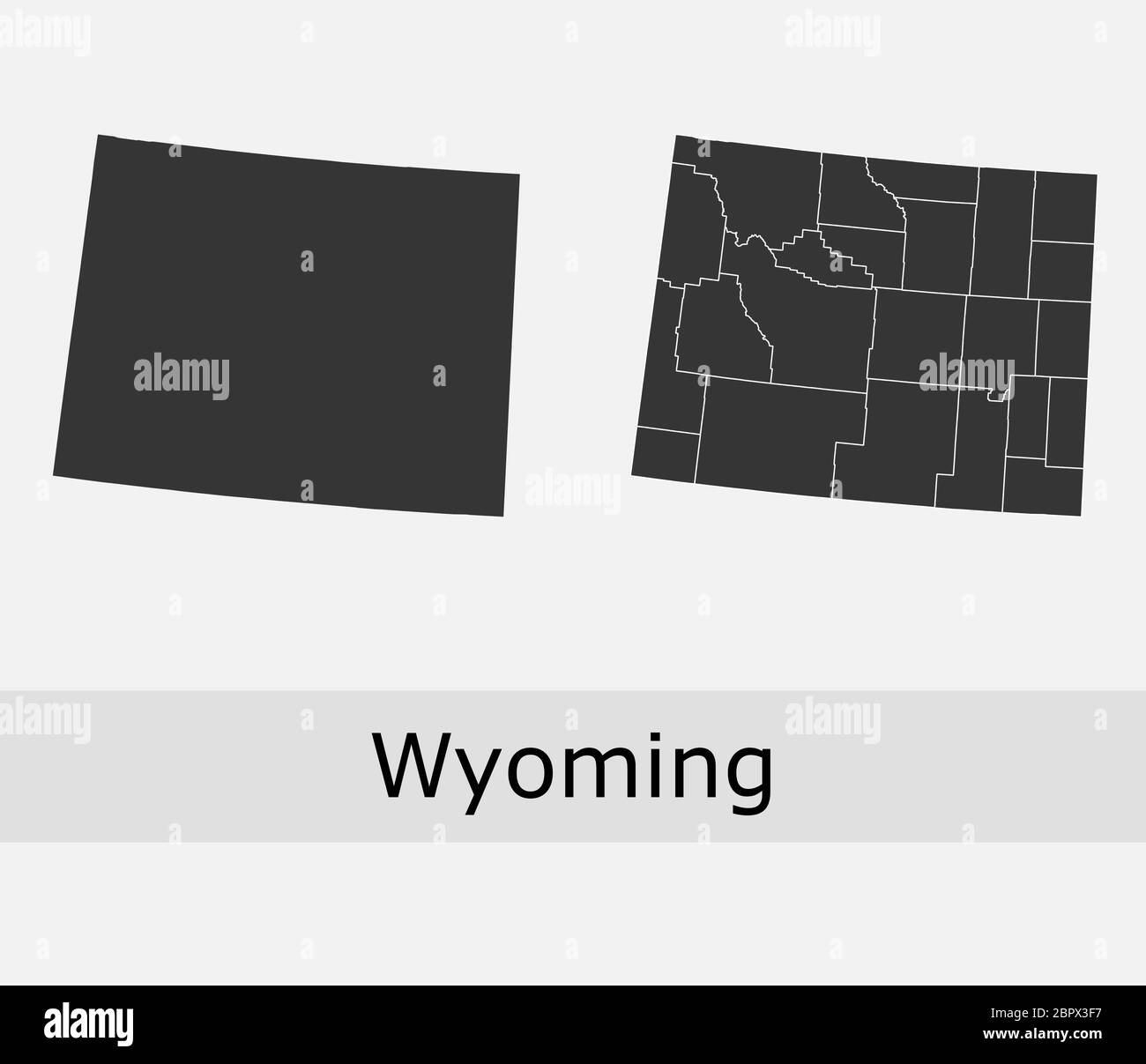 Wyoming Karten Vektor skizzieren Grafschaften, Townships, Regionen, Gemeinden, Abteilungen, Grenzen Stock Vektor