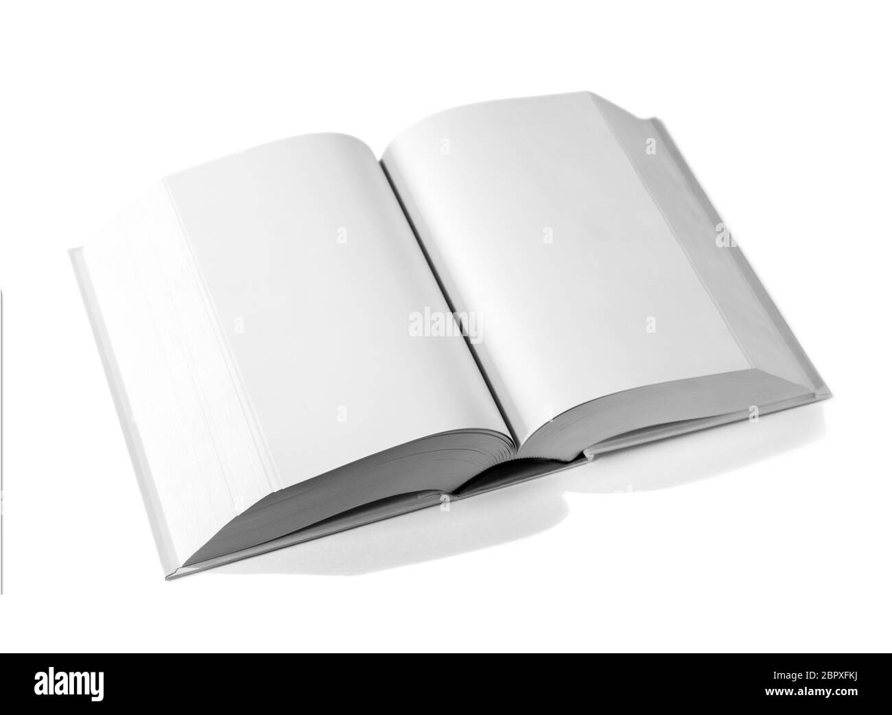 Leeres Wörterbuch öffnen, Buch Mockup, isoliert auf weißem Stockfoto